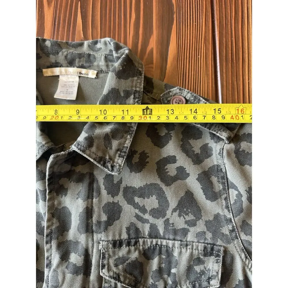 Ellison Leopard Utility Jacket Medium Olive Cargo Style